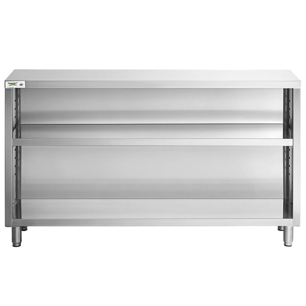 A Regency stainless steel dish cabinet with midshelf.