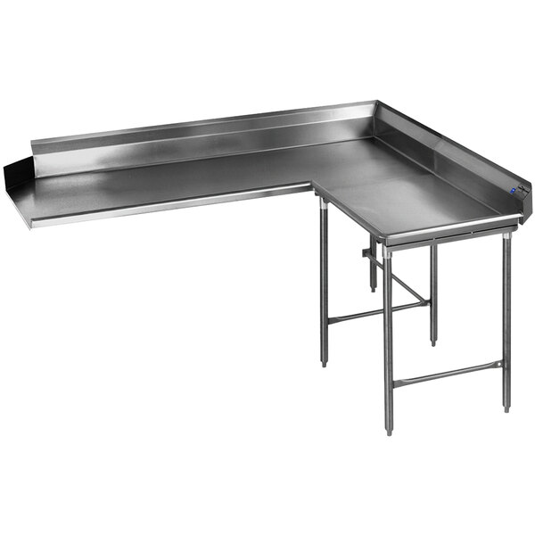 An Eagle Group stainless steel L-shape dishtable.