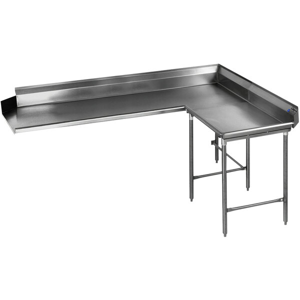 An Eagle Group stainless steel L-shape dishtable.