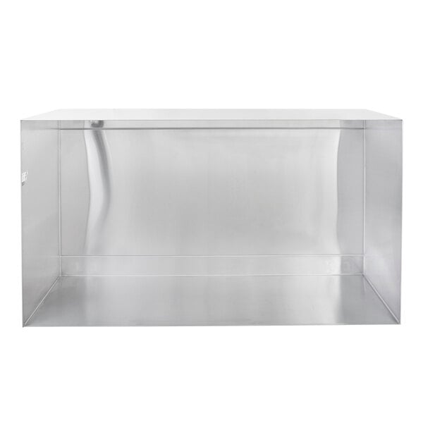 A white rectangular silver box with a clear lid.