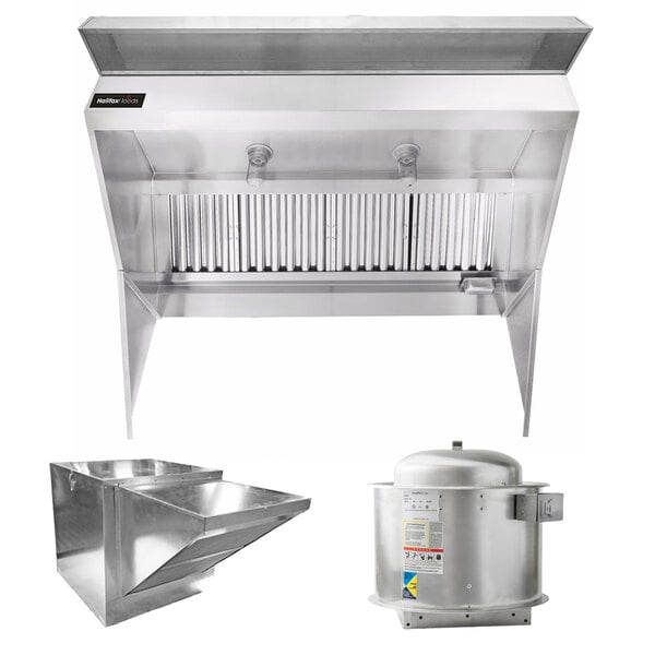 a stainless steel range hood