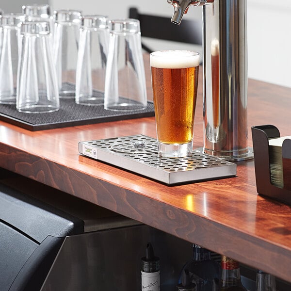 stainless steel 304 surface-mounted  beer drip tray opening size 12" x 7" 