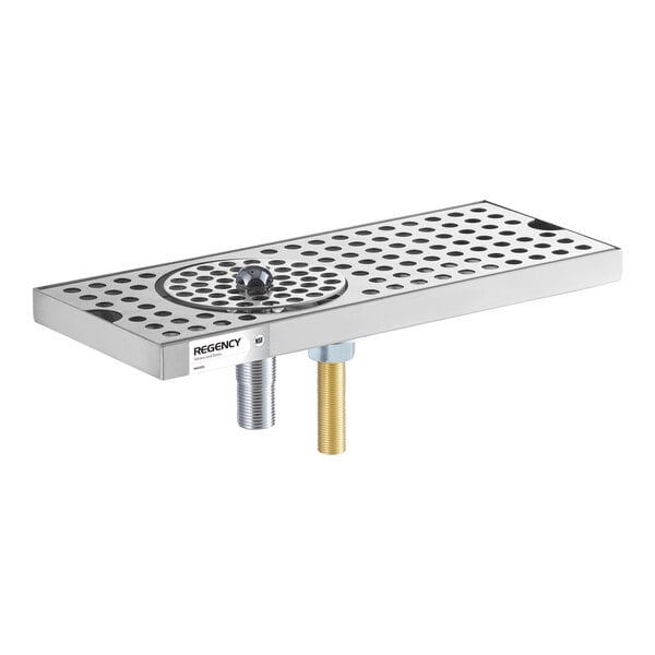 Regency 12" x 5" Stainless Steel Surface Mount Beer Drip Tray with Rinser