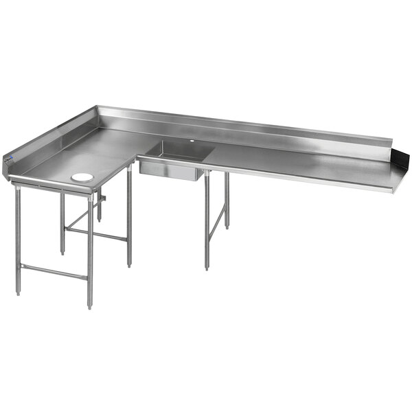 a stainless steel sink with a drain