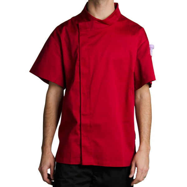 a person wearing a red shirt