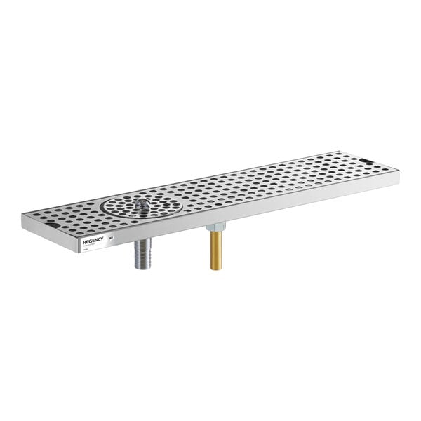 Regency 20" x 5" Stainless Steel Surface Mount Beer Drip Tray with Rinser