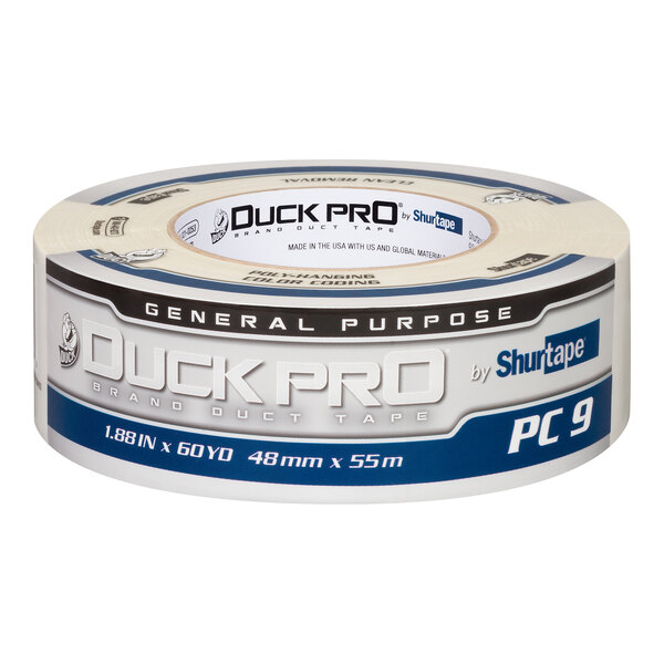 A roll of white Shurtape duct tape.