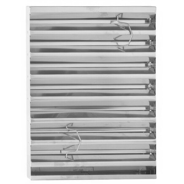 A stainless steel NAKS ventless grease hood filter.