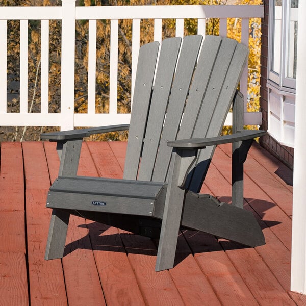 60204 Lifetime Faux Wood Adirondack Chair Gray Renewed