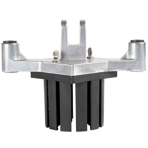 A metal bracket with black and silver parts for Vollrath Redco InstaCut.