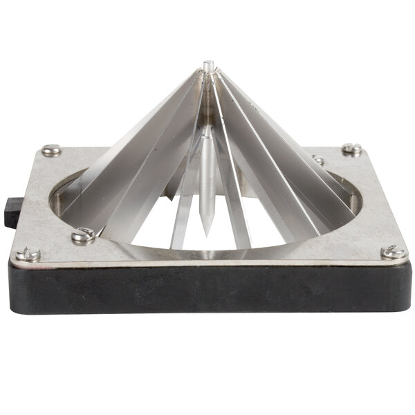 A metal square with a triangle-shaped Vollrath Redco InstaCut blade.