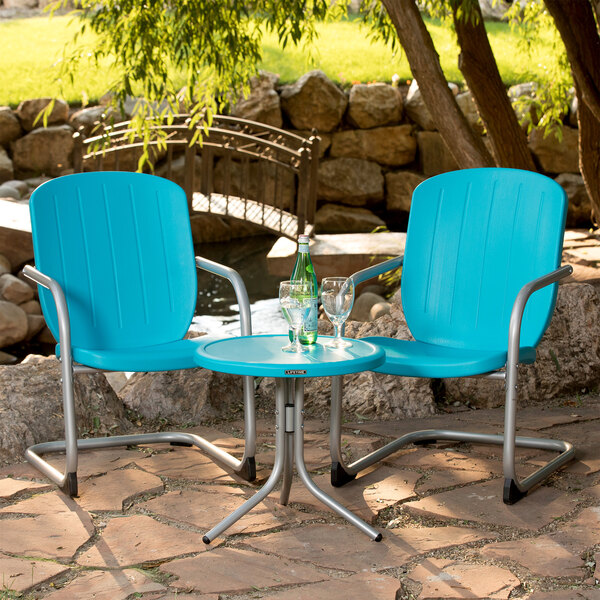 Lifetime 60193 Blue Retro Patio Table And Chairs Set