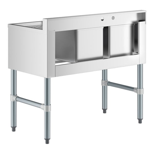 Regency 36" x 18 3/4" Two Bowl Underbar Sink with Right Drainboard