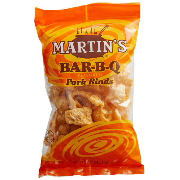A Martin's 1.75 oz. bag of Bar-B-Q Pork Rinds.