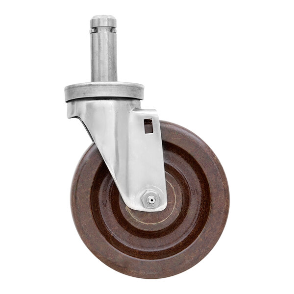 A Metro high temperature phenolic swivel stem caster with a metal wheel and a metal handle.