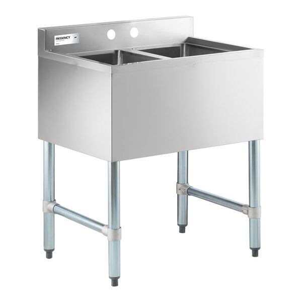 Regency 26 1/2" x 18 3/4" Two Bowl Underbar Sink