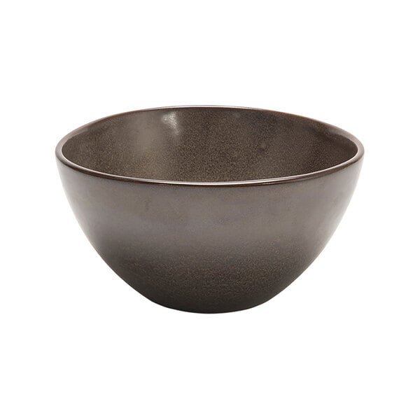 A mocha porcelain bowl on a white background.