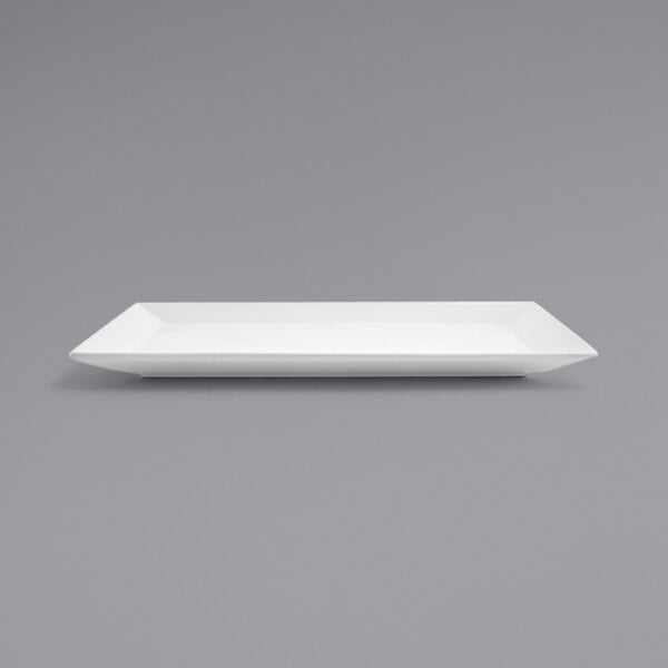 A white rectangular Front of the House porcelain plate.