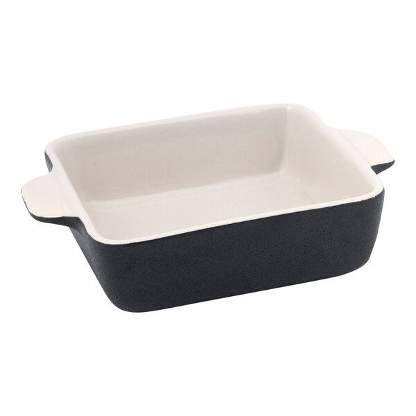 Front of the House Kiln 14 oz. Black Square Stoneware Ovenware Dish - 12/Case
