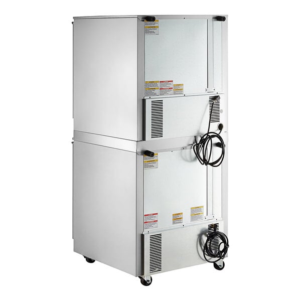 A white Beverage-Air undercounter refrigerator with black wires.