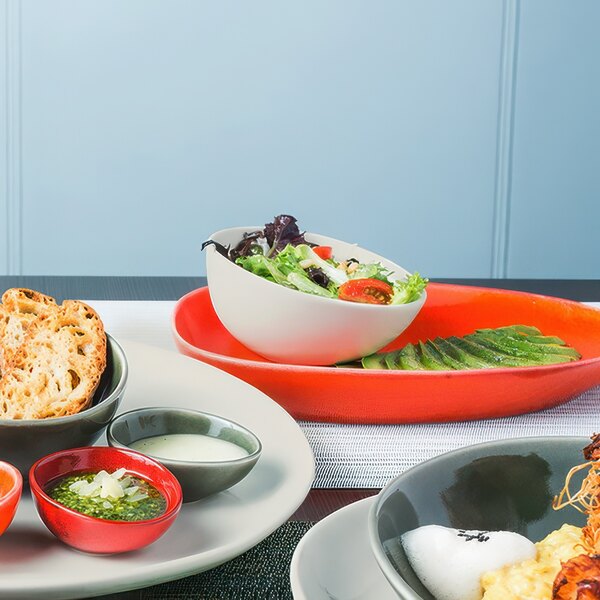 A table with bowls of food including a vanilla bean bowl.