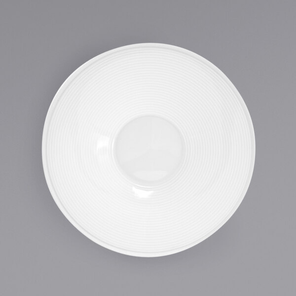a white plate with a circular center