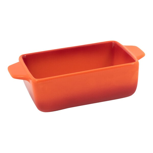 Front of the House Kiln 16 oz. Blood Orange Rectangle Stoneware Ovenware Dish - 12/Case