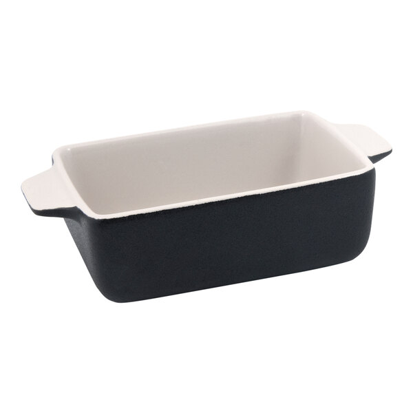 Front of the House Kiln 16 oz. Black Rectangle Stoneware Ovenware Dish - 12/Case