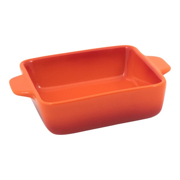 Front of the House Kiln 14 oz. Blood Orange Square Stoneware Ovenware Dish - 12/Case