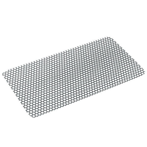 A close-up of the metal mesh mat with holes on it.