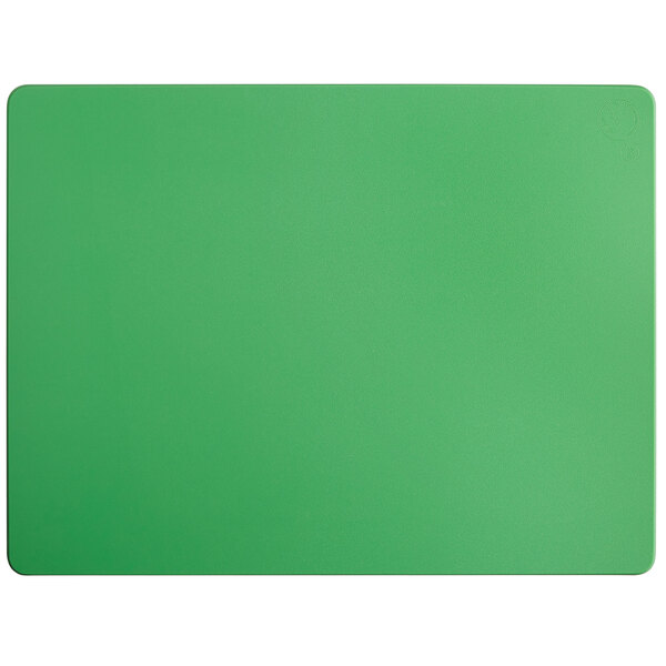 A green rectangular Vollrath cutting board.