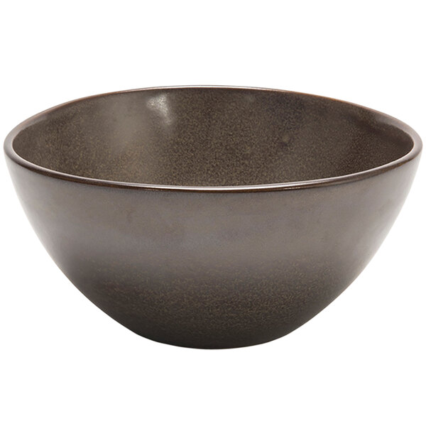 A brown bowl with a white background.