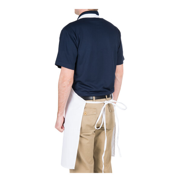 Chef Revival White Poly-Cotton Customizable Full-Length Bib Apron with 1 Pocket