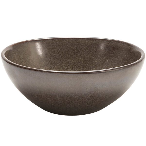 A brown bowl with a white background.