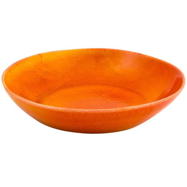 A Front of the House Kiln blood orange porcelain bowl on a white background.