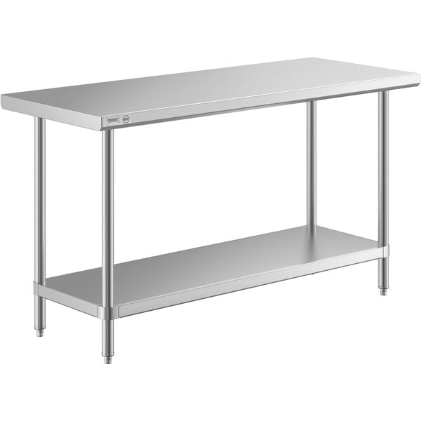 A Regency stainless steel work table with undershelf.