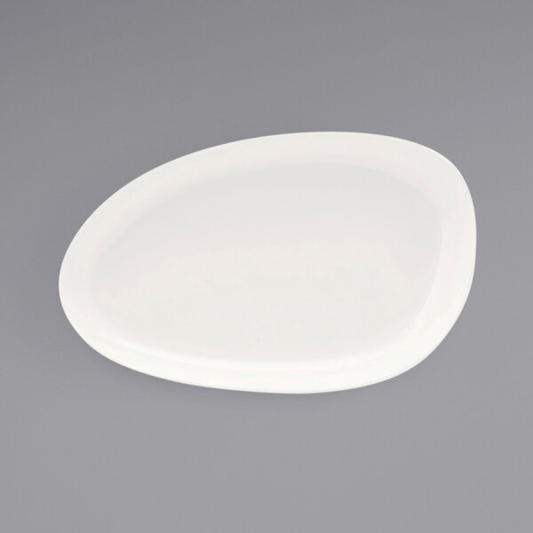 A white oval shaped plate.