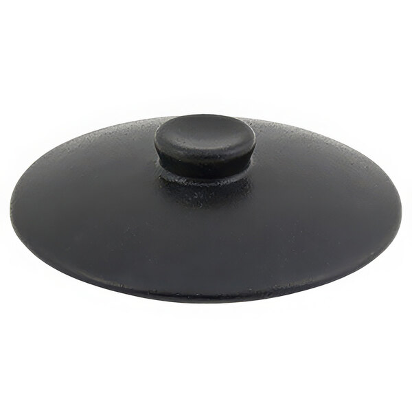 A black lid with a round knob on top.