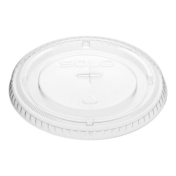 Solo 12-24 oz. Clear Flat Lid with Straw Slot - 1,000/Case