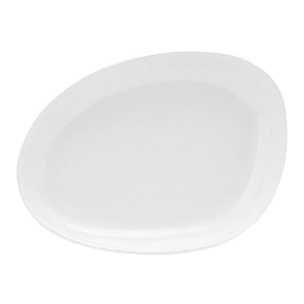 An oval-shaped white porcelain plate.