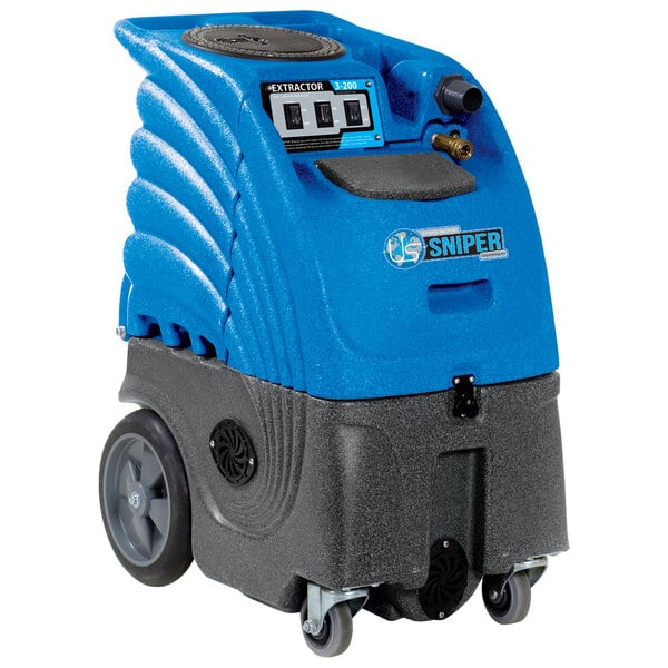 A blue and black Sandia Sniper 2-Stage carpet extractor.