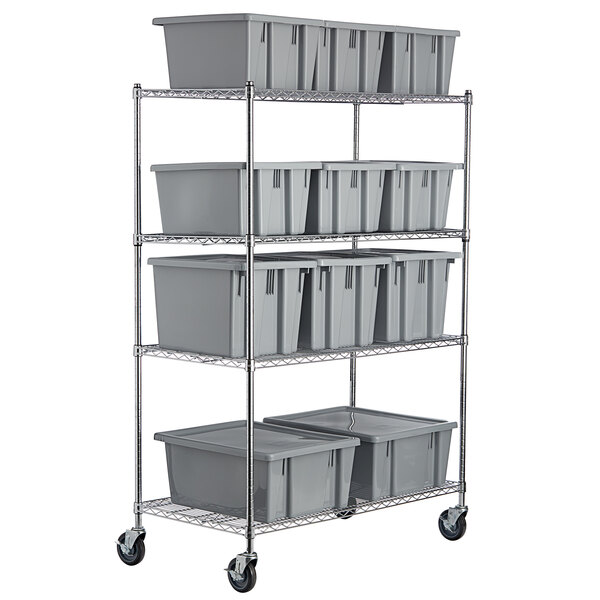 Box Shelving Kit With 11 Palletote Boxes, Rubbermaid 9 Inch Wire Shelving