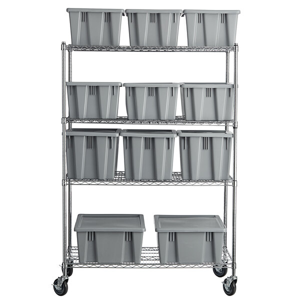 Box Shelving Kit With 11 Palletote Boxes, Rubbermaid 9 Inch Wire Shelving