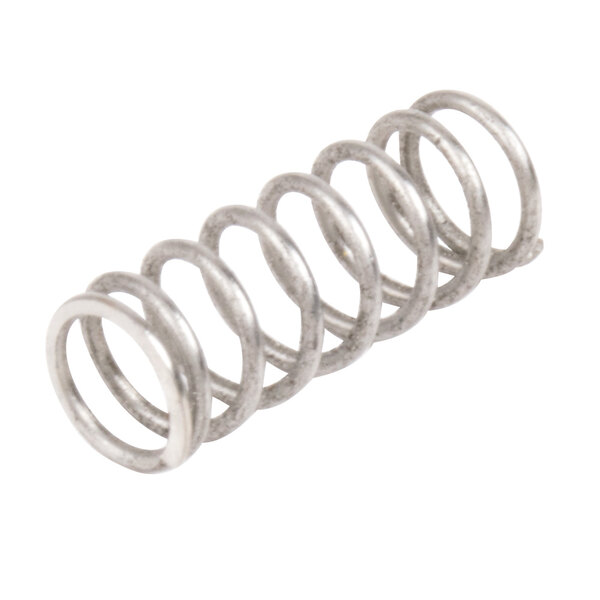 A metal spring on a white background.