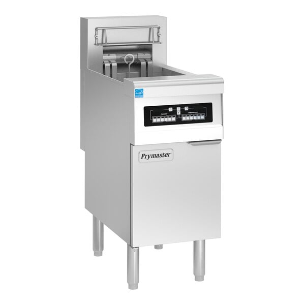 Frymaster RE14-2C-SD 50 lb. Split Pot High Efficiency Electric Floor Fryer with CM3.5 Controls - 240V, 3 Phase, 14 KW