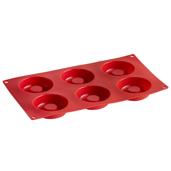 a red silicone baking tray