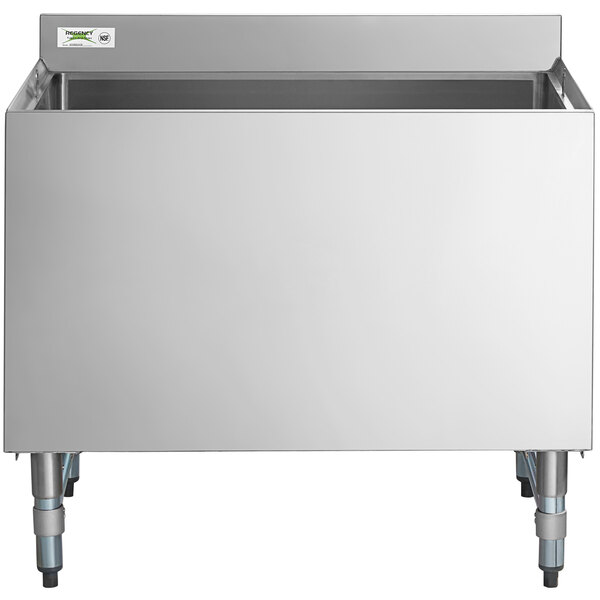 A large stainless steel Regency beer box with a bowl inside.