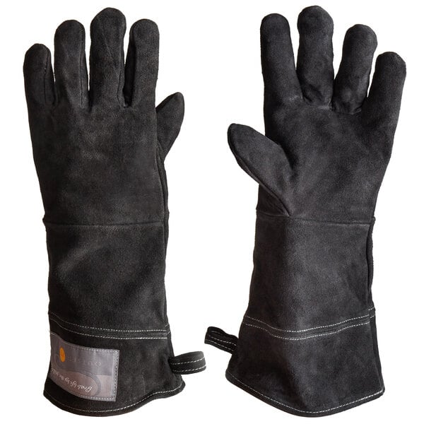 Outset High Heat Black Leather Grill Gloves 2 Pack