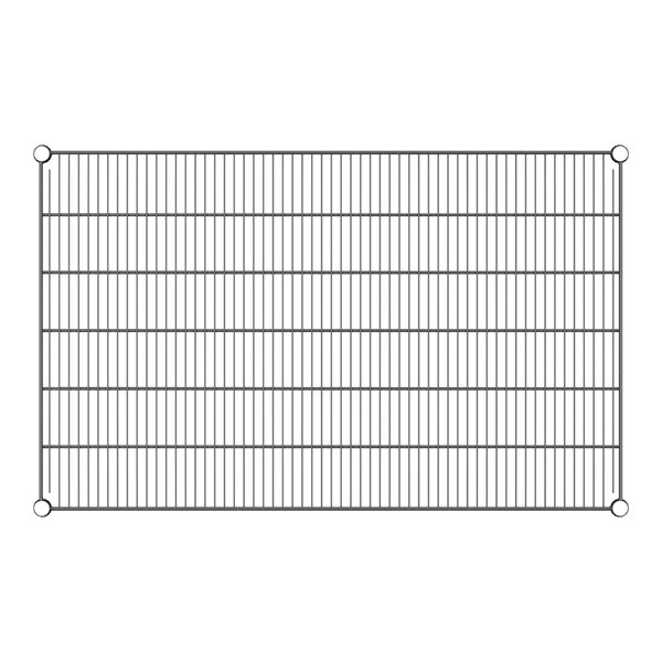 A black Regency wire shelf with holes in the grid.