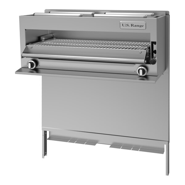 A stainless steel liquid propane range-mount infra-red salamander broiler designed for U36 ranges.